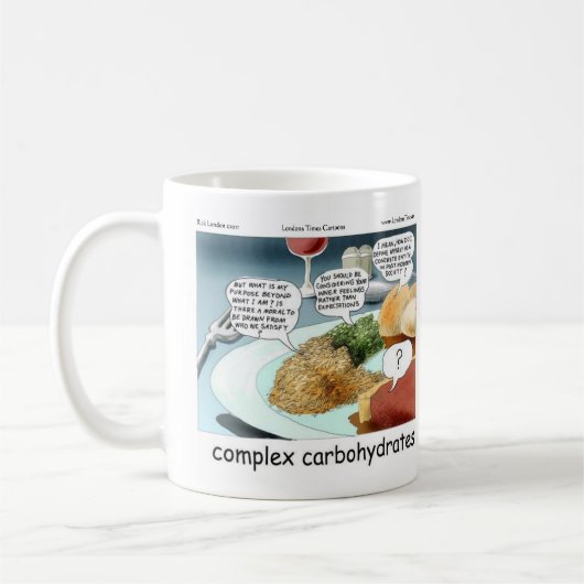 Klassischer Philosophischer Comic über komplexe Ko Kaffeetasse (Links)
