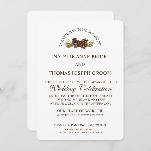 Klassischer Pine Cone Einladung (Vorne/Hinten)