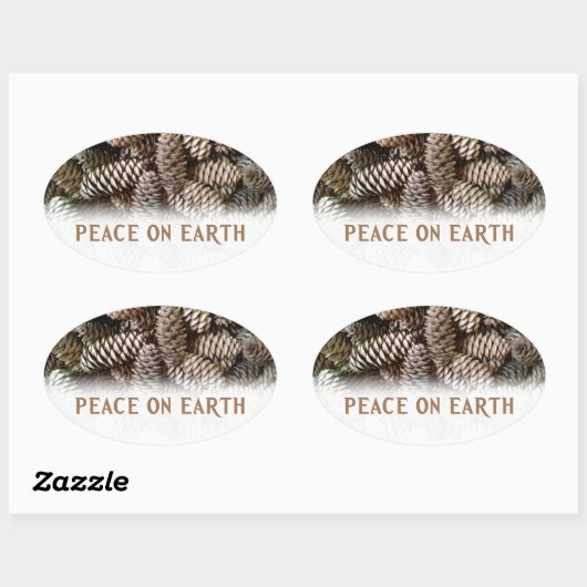 Klassischer Pine Cone Weltfrieden Ovaler Aufkleber (Blatt)