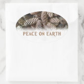 Klassischer Pine Cone Weltfrieden Ovaler Aufkleber (Tasche)