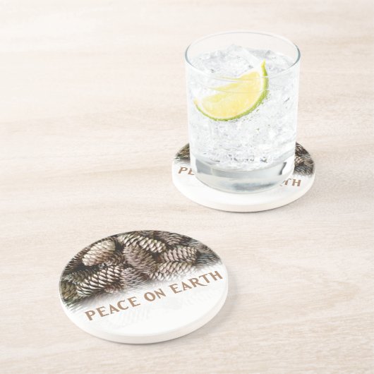 Klassischer Pine Cone Weltfrieden Sandstein Untersetzer (Seite)