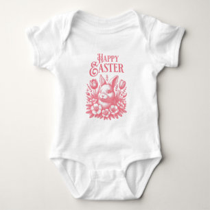 Klassischer Pink Happy Ostersonne Baby Strampler