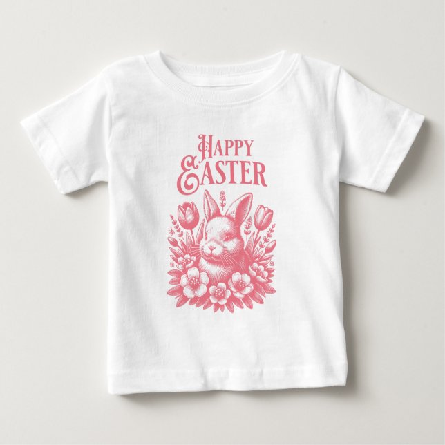 Klassischer Pink Happy Ostersonne Baby T-shirt (Vorderseite)