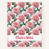 Klassischer Pink-Peony-Muster Name Notizblock (Vorderseite)
