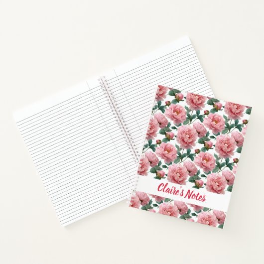 Klassischer Pink-Peony-Muster Name Notizblock (Innenseite)