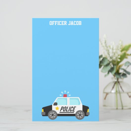 Klassischer Polizeiwagen mit Sirene für Kinder Briefpapier (Stehend Vorderseite)