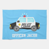 Klassischer Polizeiwagen mit Sirene für Kinder Geschirrtuch (Horizontal)