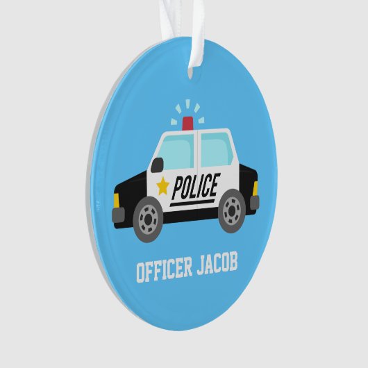 Klassischer Polizeiwagen mit Sirene für Ornament (Vorderseite)