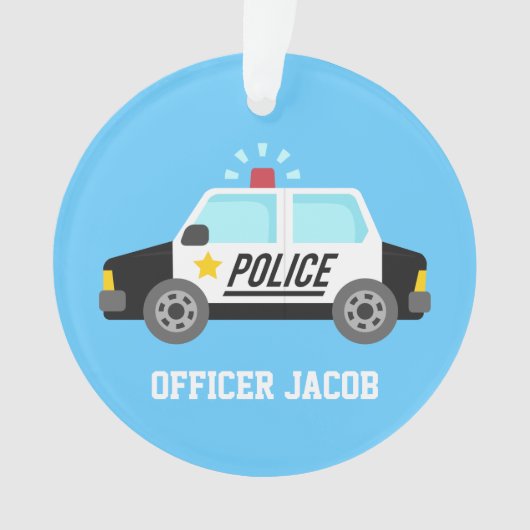 Klassischer Polizeiwagen mit Sirene für Ornament (Vorderseite)