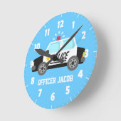 Klassischer Polizeiwagen mit Sirene für Runde Wanduhr (Winkel)