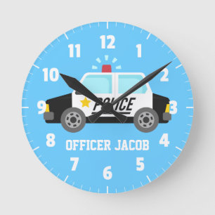Klassischer Polizeiwagen mit Sirene für Runde Wanduhr