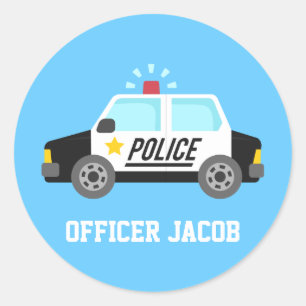 Klassischer Polizeiwagen mit Sirene-Namen Runder Aufkleber