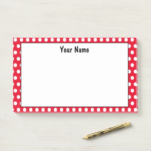 Klassischer Polka Dot Roter und Weißer Individuell Post-it Klebezettel (Auf Schreibtisch)