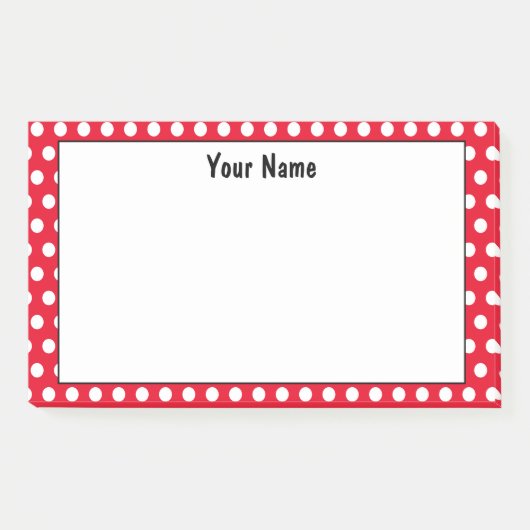 Klassischer Polka Dot Roter und Weißer Individuell Post-it Klebezettel (Vorderseite)