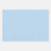 Klassischer Polka-Punkt Weiß - Babyblau Geschenkpapier Set (Vorderseite)