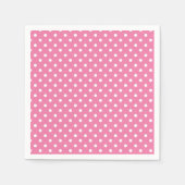 Klassischer Polka-Punkt Weiß - Fuchsia Rosa Serviette (Vorderseite)