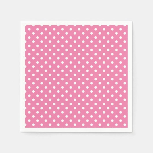 Klassischer Polka-Punkt Weiß - Fuchsia Rosa Serviette (Vorderseite)