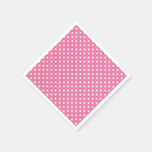 Klassischer Polka-Punkt Weiß - Fuchsia Rosa Serviette (Ecke)