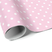 Klassischer Polka-Punkt Weiß - Hellrosa Geschenkpapier (Rolleneckpunkt)