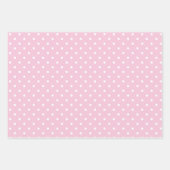 Klassischer Polka-Punkt Weiß - Hellrosa Geschenkpapier Set (Vorderseite)