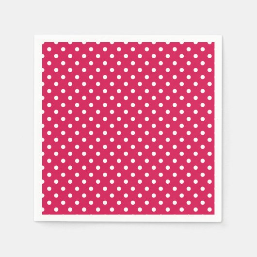 Klassischer Polka-Punkt Weiß - Himbeere Serviette (Vorderseite)