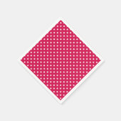 Klassischer Polka-Punkt Weiß - Himbeere Serviette (Ecke)