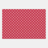 Klassischer Polka-Punkt Weiß - Kirschrot Geschenkpapier Set (Vorderseite)