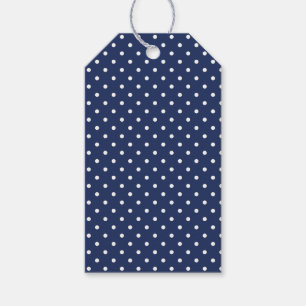 Klassischer Polka-Punkt Weiß - Marineblau Geschenkanhänger