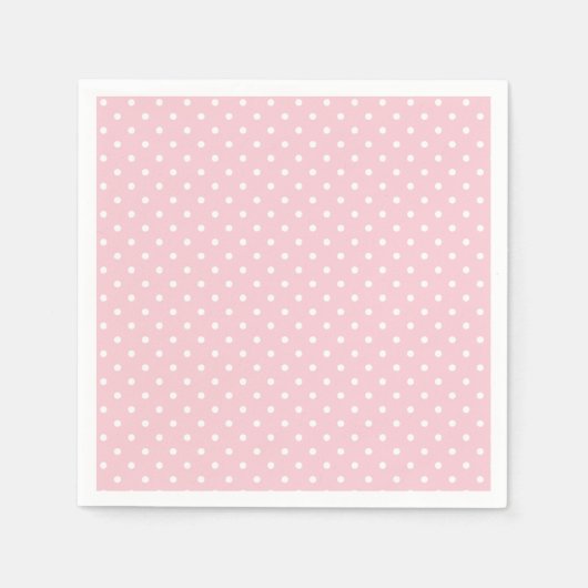 Klassischer Polka-Punkt Weiß - Rosa Serviette (Vorderseite)