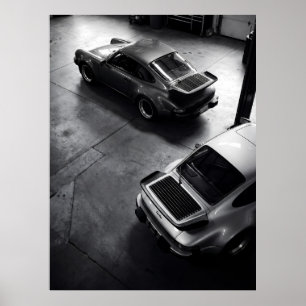 Klassischer Porsche 911 Turbo aus der Vogelperspek Poster
