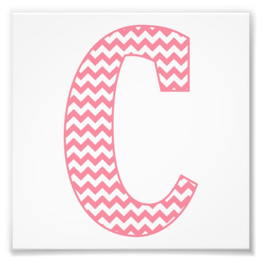 Klassischer Preppy Pink Zickzack Letter C Monogram Fotodruck (Vorne)