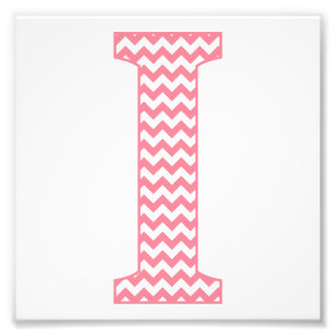 Klassischer Preppy Pink Zickzack Letter I Monogram Fotodruck