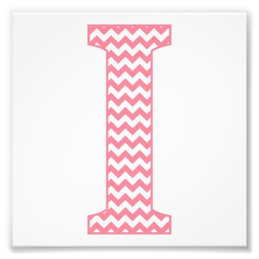 Klassischer Preppy Pink Zickzack Letter I Monogram Fotodruck (Vorne)