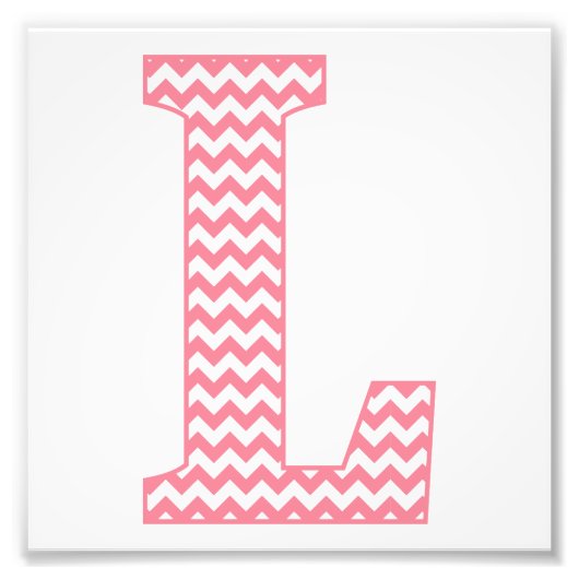 Klassischer Preppy Pink Zickzack Letter L Monogram Fotodruck (Vorne)