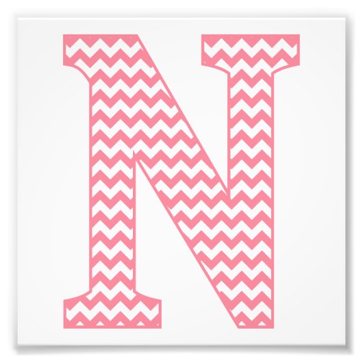 Klassischer Preppy Pink Zickzack Letter N Monogram Fotodruck (Vorne)