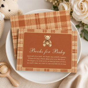 Klassischer Preppy-Teddybär-Karo Bücher für Baby Begleitkarte