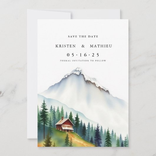 Klassischer Printable Mountain Save The Date (Vorderseite)