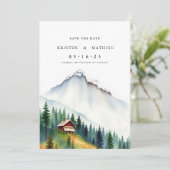 Klassischer Printable Mountain Save The Date (Stehend Vorderseite)