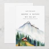Klassischer Printable Mountain Save The Date (Vorne/Hinten)