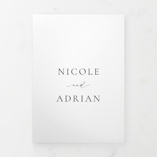 Klassischer QR Code Elegante Hochzeit Dreifach Gefaltete Einladung (Cover)