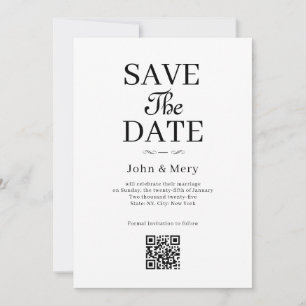 Klassischer QR-Code-Foto-Hochzeit-Save-The-Date Einladung