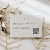 Klassischer QR-Code für Black & Ecru Monogram RSVP Karte