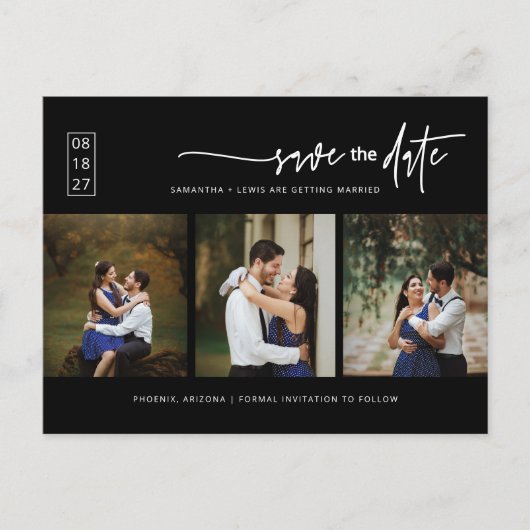 Klassischer QR-Code für schwarzes Foto Save the Da Postkarte (Vorderseite)