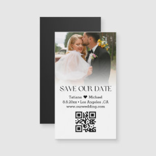 klassischer QR-Code Save the Date verblasstes Foto Magnetkarte