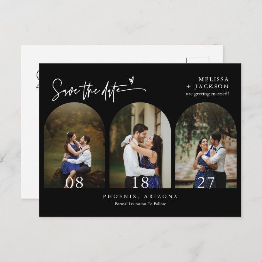 Klassischer QR-Foto-Minimal-Arch-Code Save the Dat Postkarte (Vorne/Hinten)