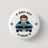Klassischer Race Car Baby Boy Cruisin' in Dusche Button (Vorderseite)