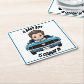 Klassischer Race Car Baby Boy Cruisin' in Dusche Rechteckiger Pappuntersetzer (angewinkelt)