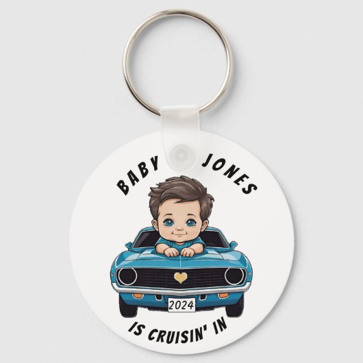 Klassischer Race Car Baby Boy Cruisin' in Dusche Schlüsselanhänger (Vorderseite)