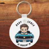Klassischer Race Car Baby Boy Cruisin' in Dusche Schlüsselanhänger (Vorderseite)