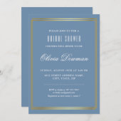 Klassischer Rahmen. formales blaues Brautparty Einladung (Vorne/Hinten)